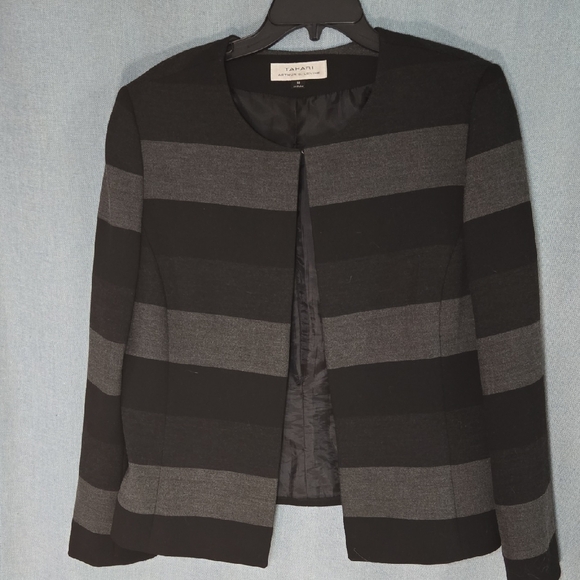Tahari Arthur S Levine Jackets & Blazers - Tahari Women's Striped Suit Jacket - Black and Gray
